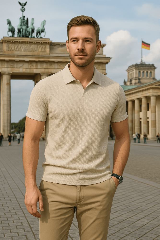 August | Casual strukturiertes Polo-shirt